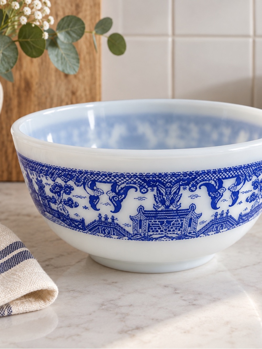 Blue and White Federal milk glass, mixing bowl